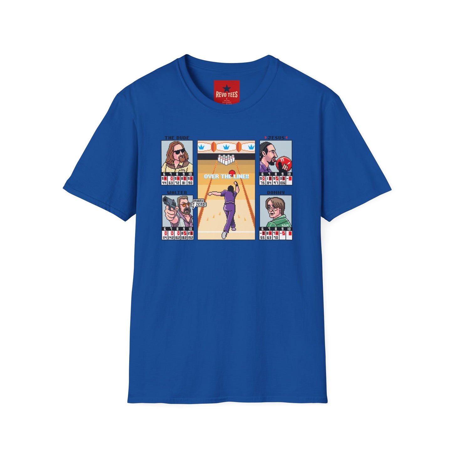 The Big Lebowski Bowling Grid T-Shirt – "Over the Line" Retro Gamer Design