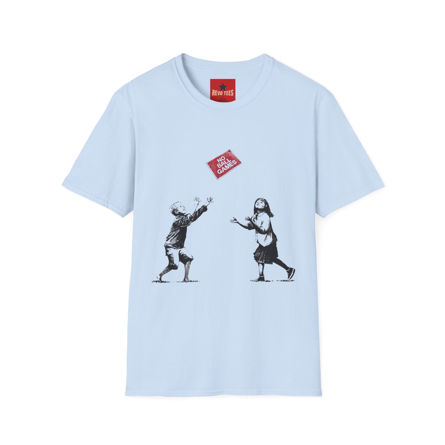 Banksy No More Games T-Shirt — Vintage Kids Throwing 'No More Games' Patch Graphic Tee