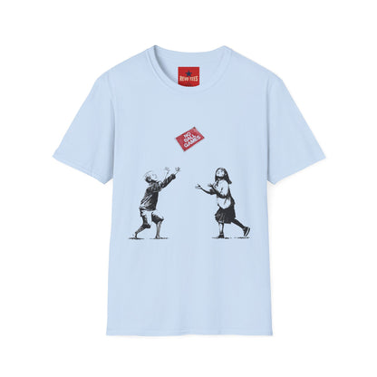 Banksy No More Games T-Shirt — Vintage Kids Throwing 'No More Games' Patch Graphic Tee