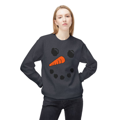 Snowman Face Crewneck Sweatshirt — Cute Winter Holiday Pullover