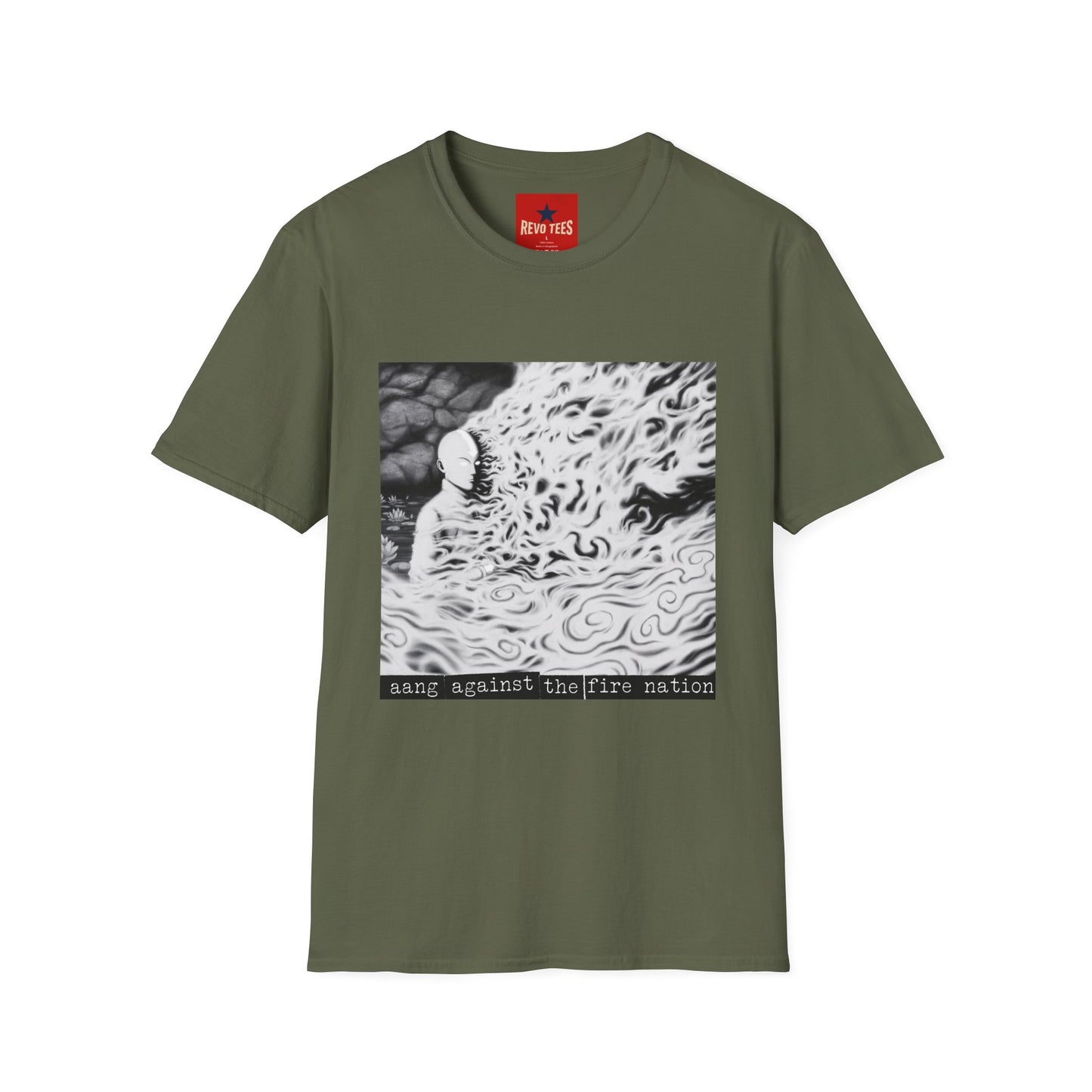 Surreal Flame Portrait T-Shirt — Black & White Abstract Face with Flames