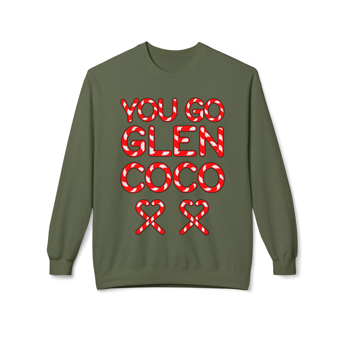 "You Go Glen Coco" Candy Cane Holiday Graphic Crewneck Sweatshirt