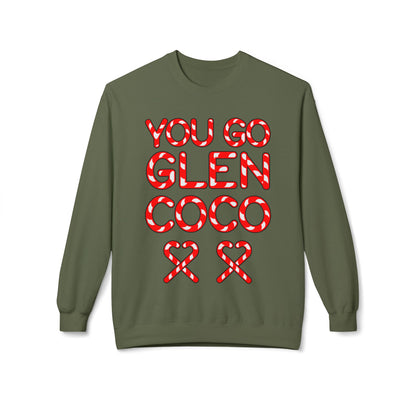 "You Go Glen Coco" Candy Cane Holiday Graphic Crewneck Sweatshirt