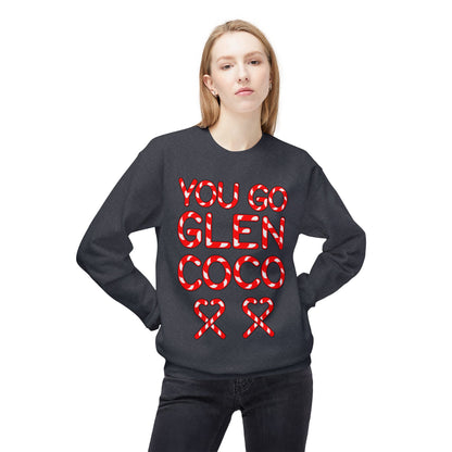 "You Go Glen Coco" Candy Cane Holiday Graphic Crewneck Sweatshirt