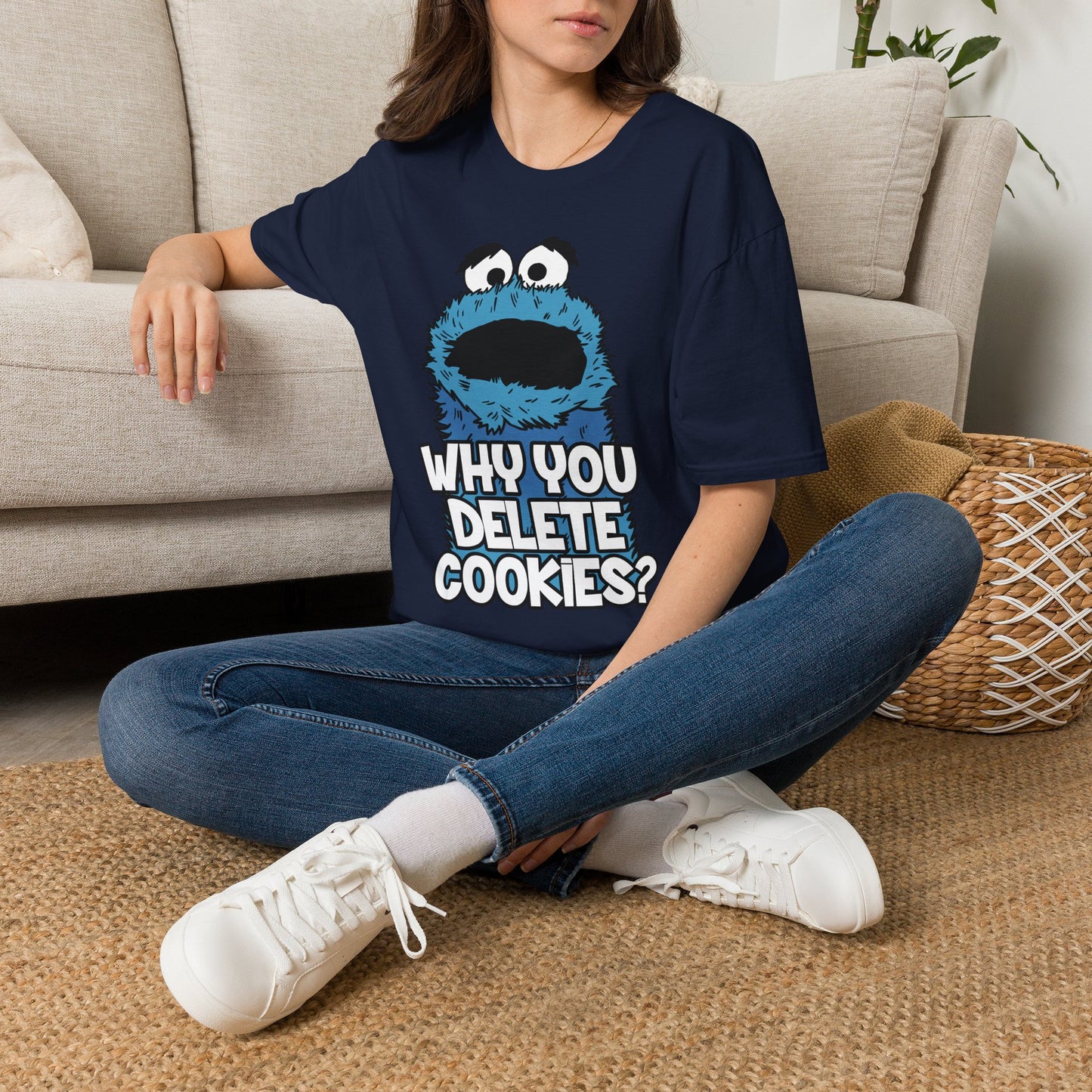 Cookie Monster "Why You Delete Cookies?" T-Shirt — Funny Retro Kids TV Graphic Tee