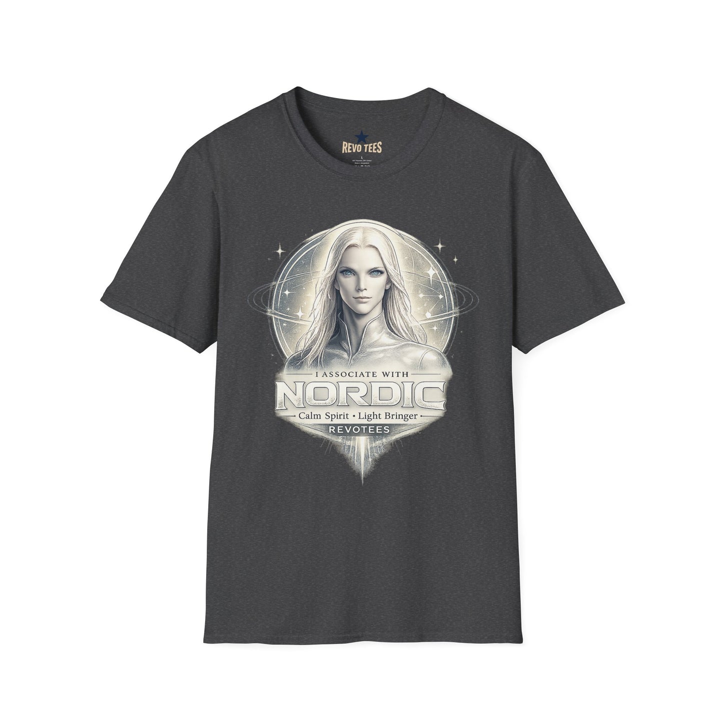 REVOTEES Nordic Goddess T‑Shirt — Ethereal Viking Celestial Portrait Tee