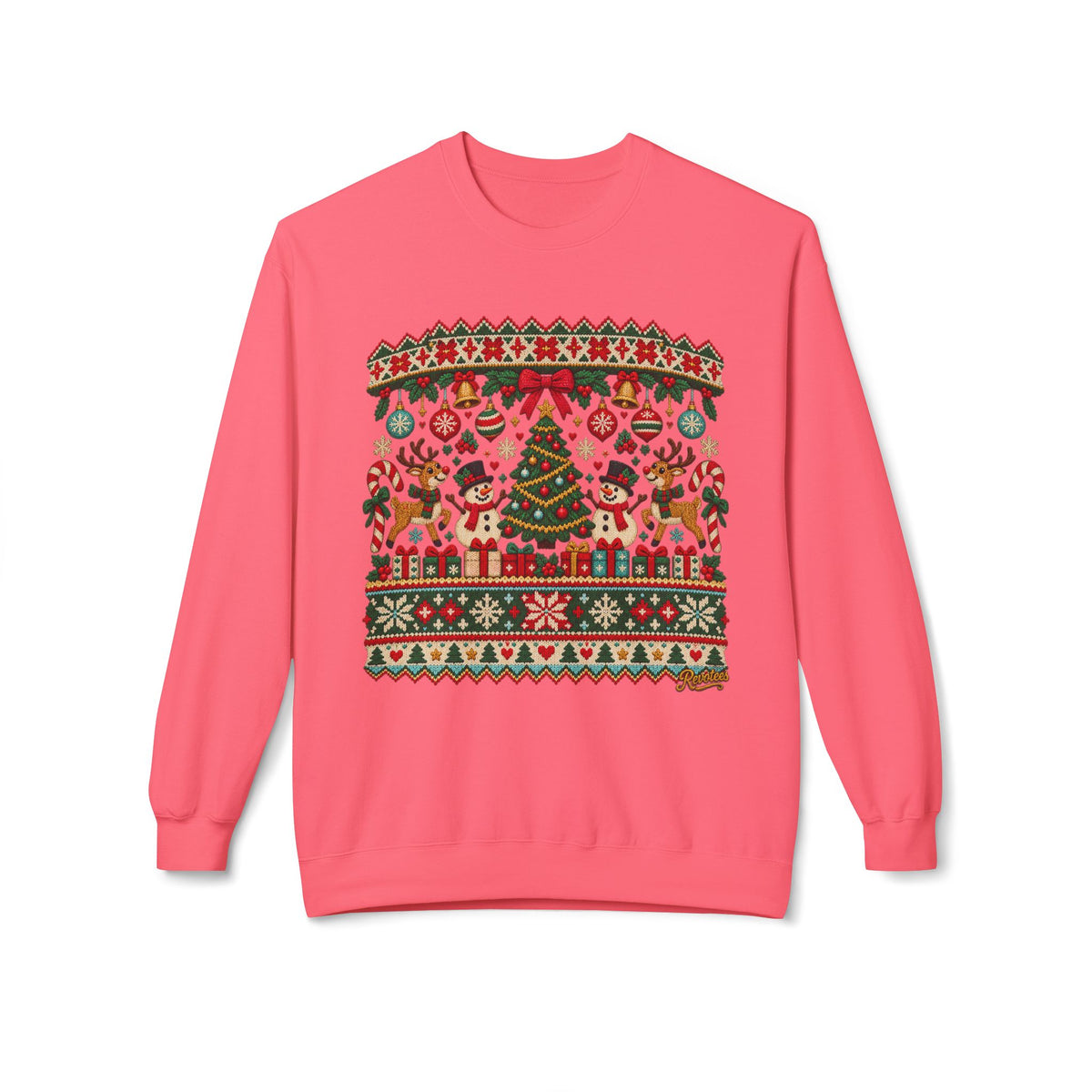 REVOTEES Christmas Tree Holiday Ugly Sweater Crewneck Sweatshirt