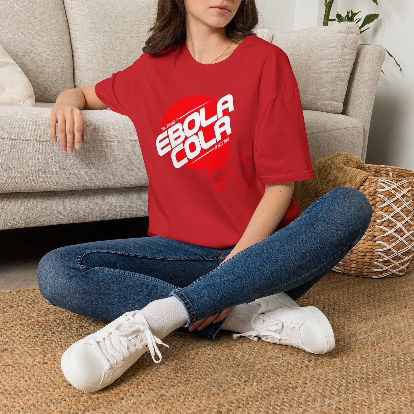 Ebola Cola Graphic T-Shirt – Retro Logo & Distressed Splash Design