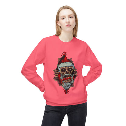 Skull Santa Crewneck Sweatshirt — Horror Christmas Graphic