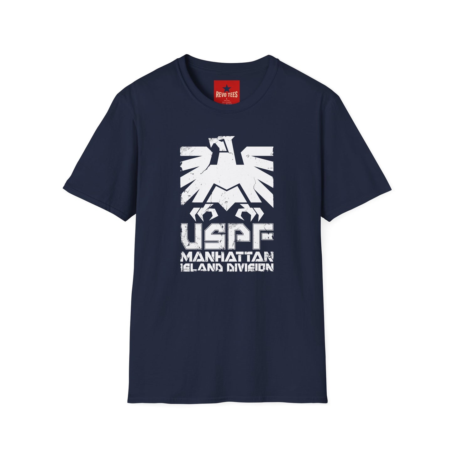 T-Shirt — Bold Distressed Eagle "USPF Manhattan Island Division" Graphic