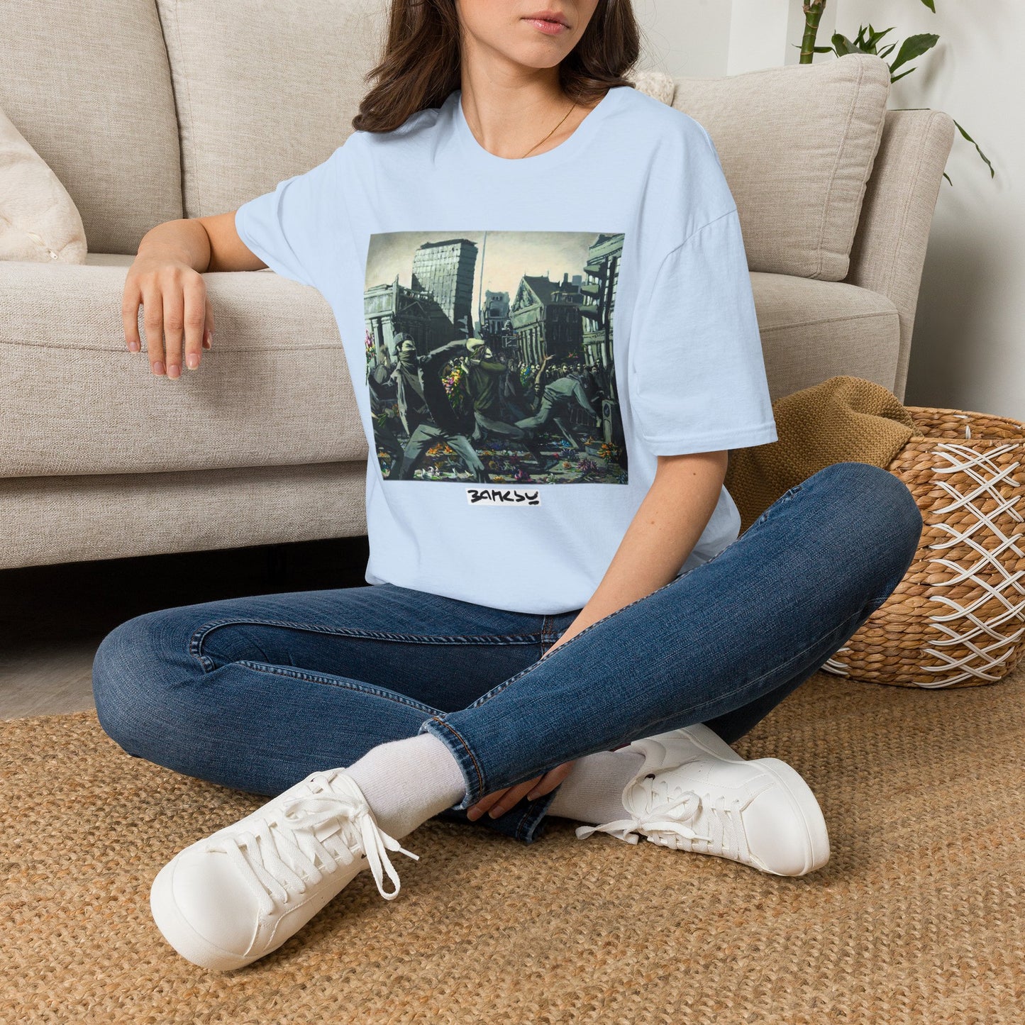 Banksy City Riot Graphic T-Shirt — Urban Protest Art Tee