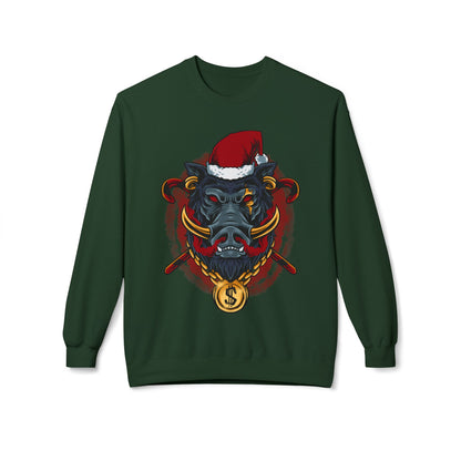 Boar Head Santa — Ugly Holiday Crewneck Sweater