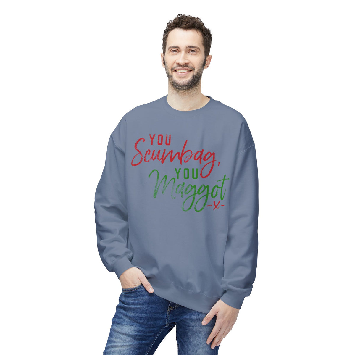 "You Scumbag, You Maggot" Festive Fairy Tale of New York Script Crewneck Sweatshirt