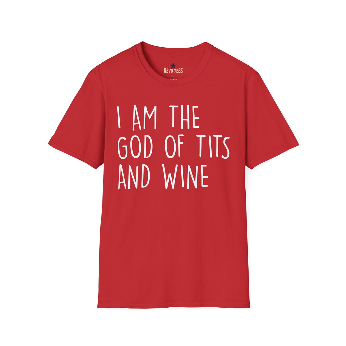 Revotees Graphic I Am the God of Tits and Wine Funny Slogan for Wine Lovers Bachelorette Gifts T-Shirt - alternate view 9