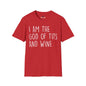 Revotees Graphic I Am the God of Tits and Wine Funny Slogan for Wine Lovers Bachelorette Gifts T-Shirt - alternate view 9
