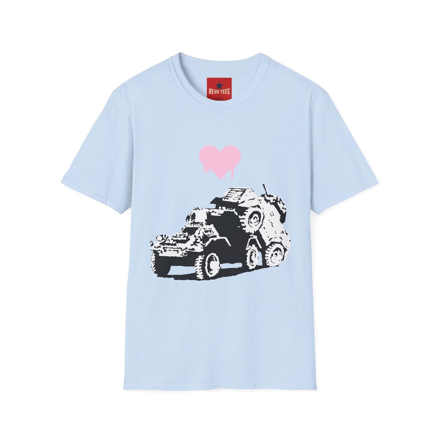 Banksy T-Shirt — Pink Drip Heart with Tank Graffiti Tee