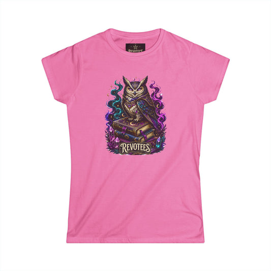 REVOTEES Mystic Owl Witch Tee — Enchanted Owl Reading Spellbook Women's T-Shirt