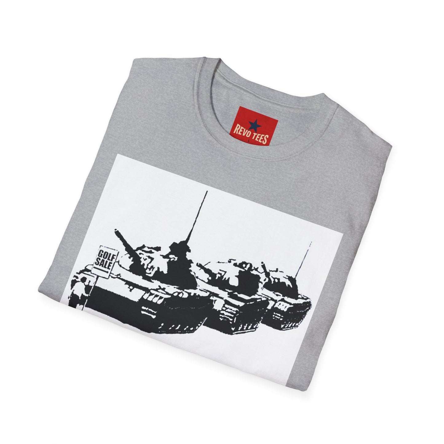 Banksy Tank Lineup Graphic T-Shirt — Stencil Military Tanks Design