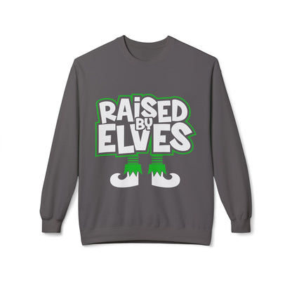 Raised by Elves Sweatshirt – Christmas Funny Holiday Crewneck