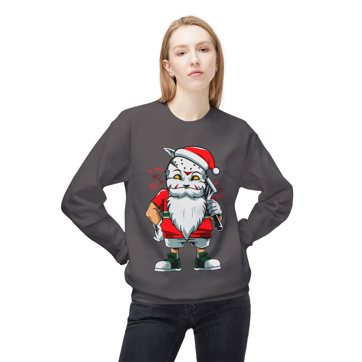 Santa Skull — Edgy Christmas Graphic Crewneck Sweatshirt