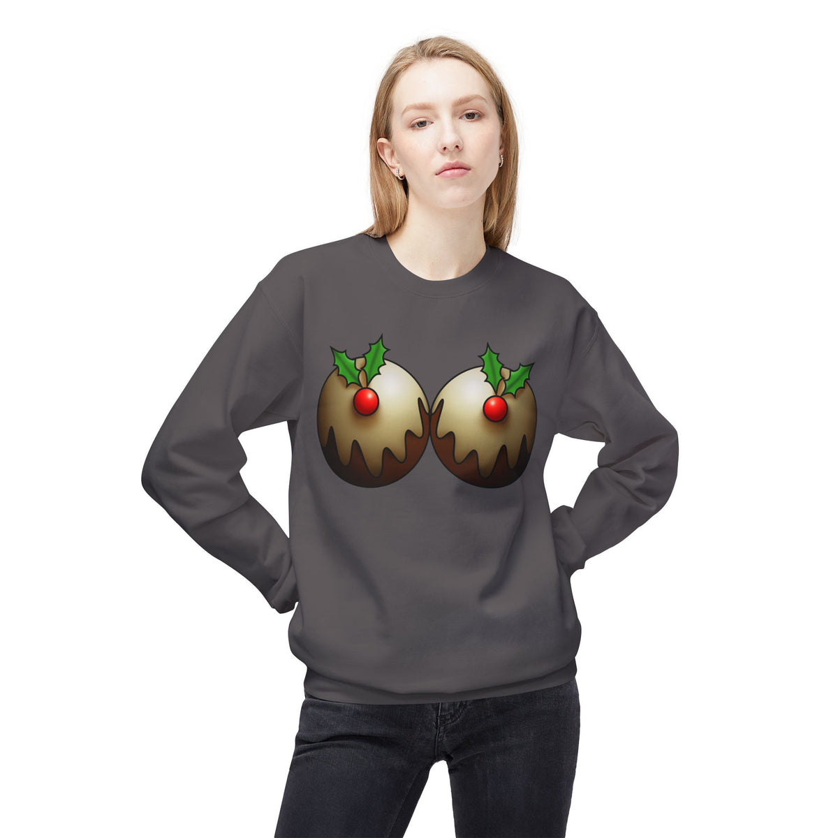 Yule Tidings We'll Twin - Christmas Puddings Crewneck Sweater