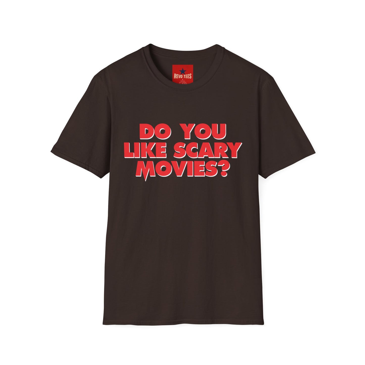 T-Shirt — "Do You Like Scary Movies?" Bold Horror Quote Tee