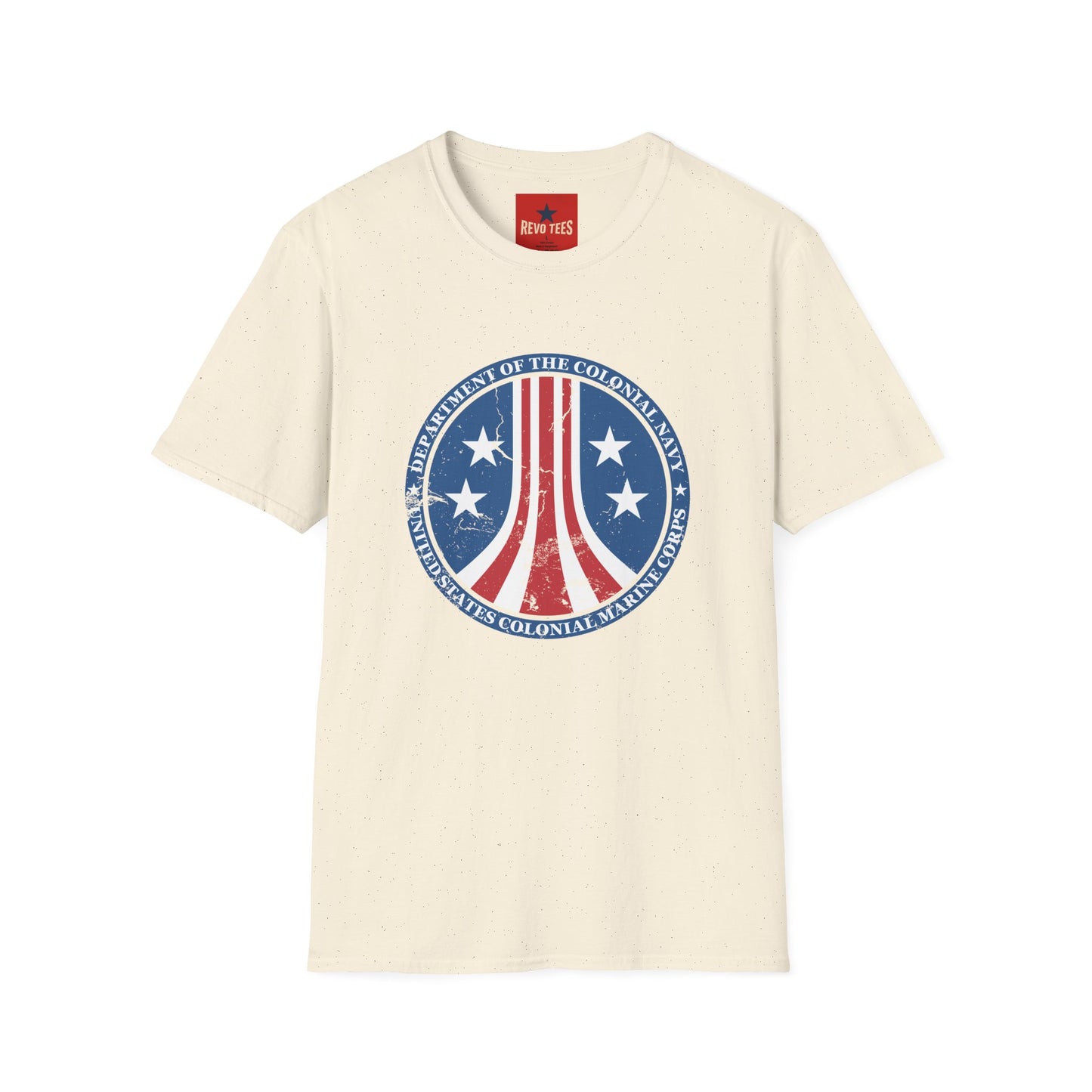 Colonial Navy Vintage Seal T‑Shirt — Patriotic Stars & Stripes Graphic