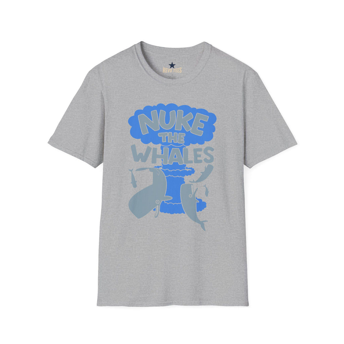 Revotees Nuke the Whales Satirical Graphic Funny Retro Ocean Design T-Shirt - alternate view 4