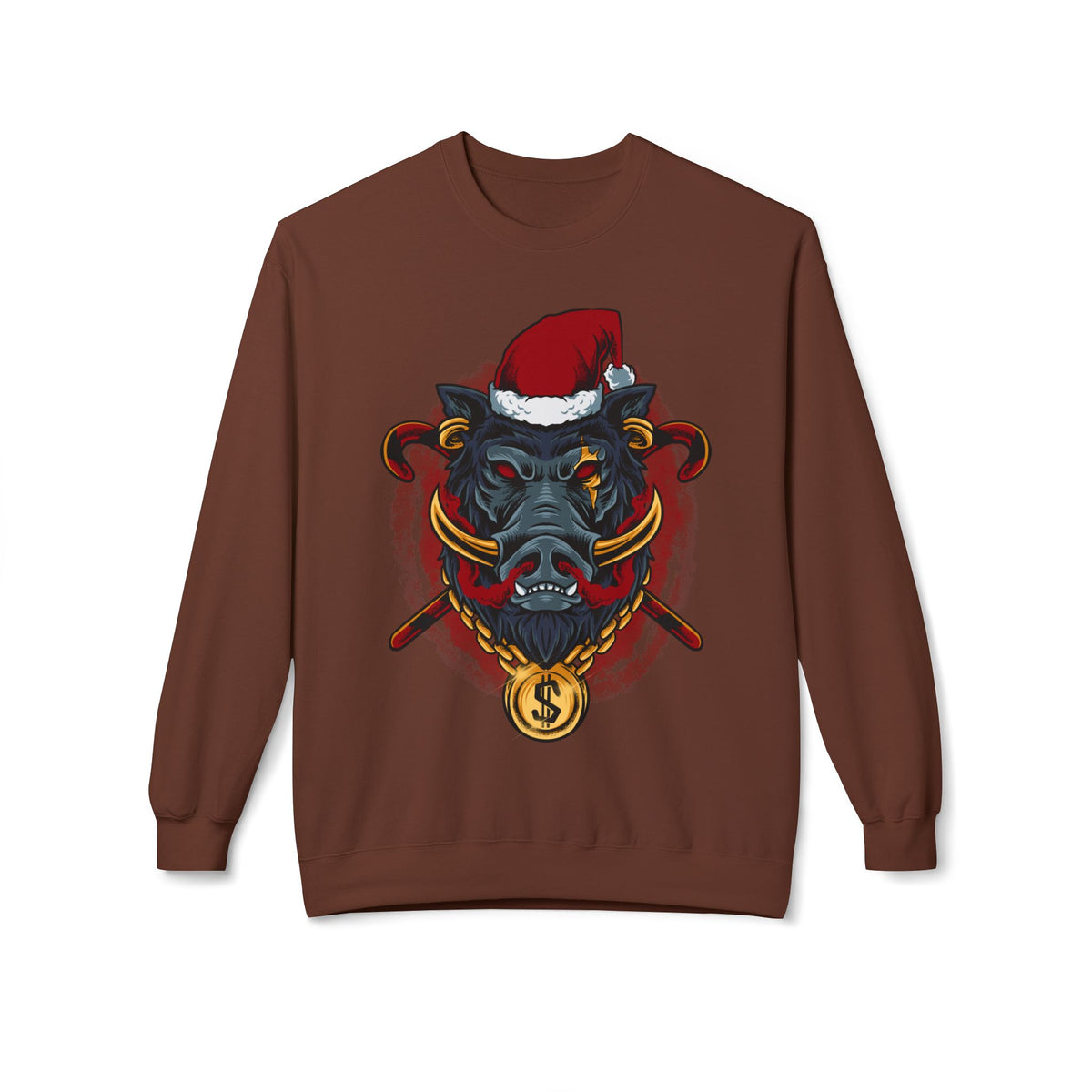 Boar Head Santa — Ugly Holiday Crewneck Sweater