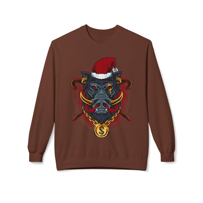 Boar Head Santa — Ugly Holiday Crewneck Sweater
