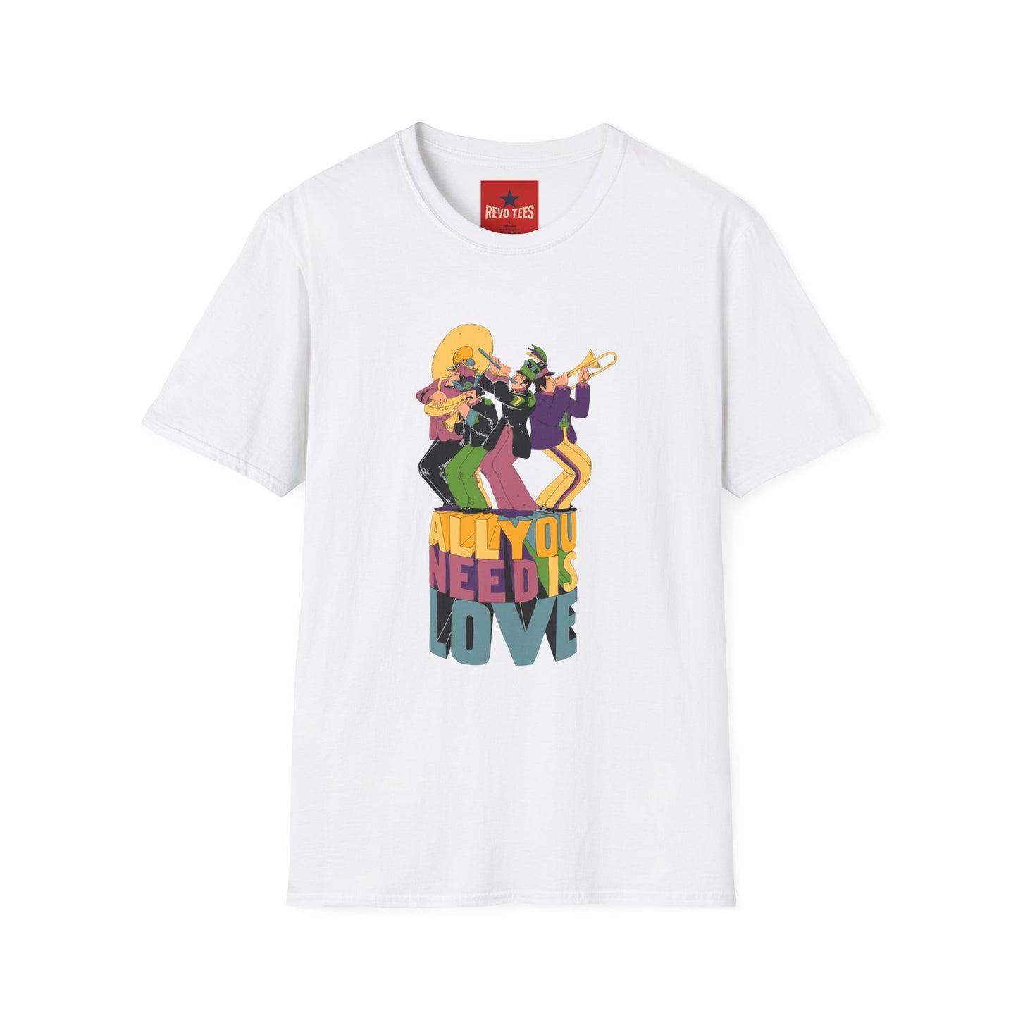 T-Shirt — Retro Jazz Band "All You Need Is Love" Graphic