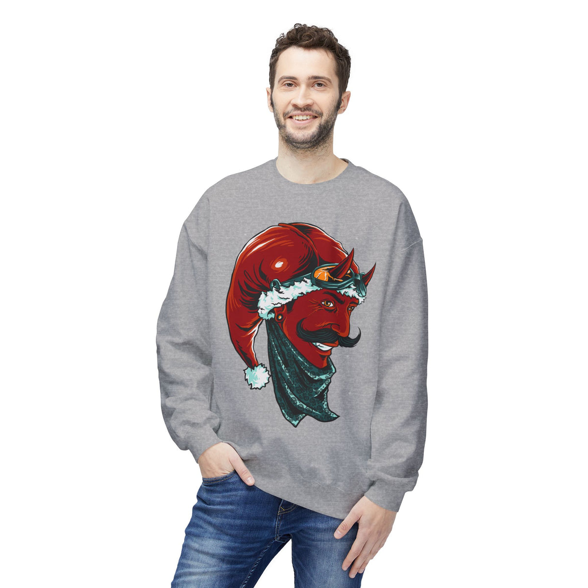 Devil Santa — Vintage Holiday Demon Graphic Crewneck Sweatshirt
