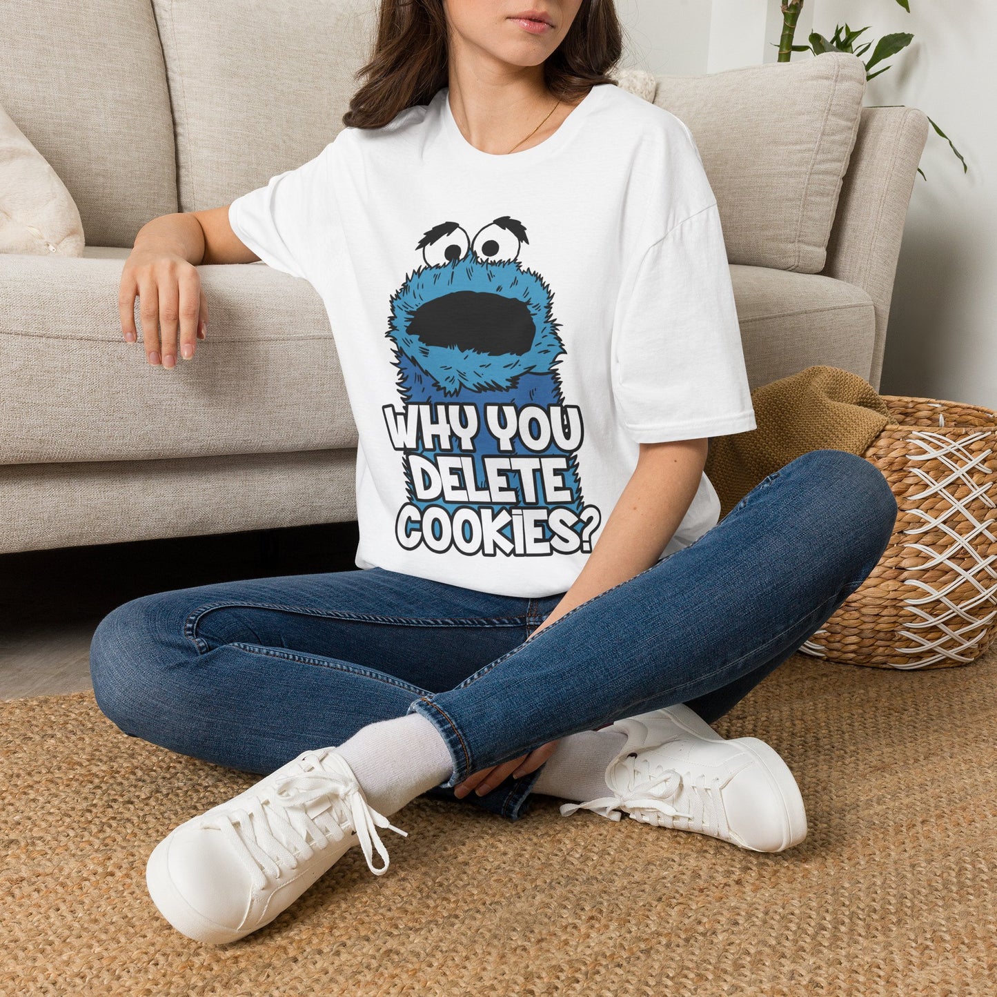 Cookie Monster "Why You Delete Cookies?" T-Shirt — Funny Retro Kids TV Graphic Tee