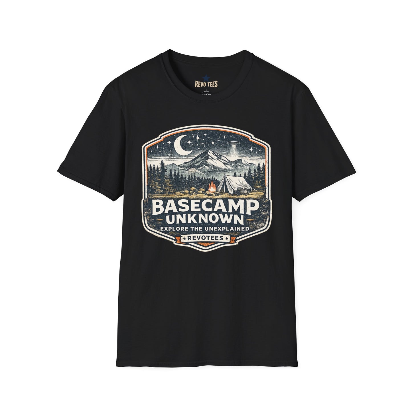 REVOTEES Basecamp Unknown Camping T-Shirt — Night Mountain Adventure Tee