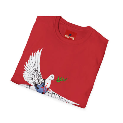 Banksy's Dove of Peace T‑Shirt — Flying Dove with Olive Branch & Earth Heart Graphic