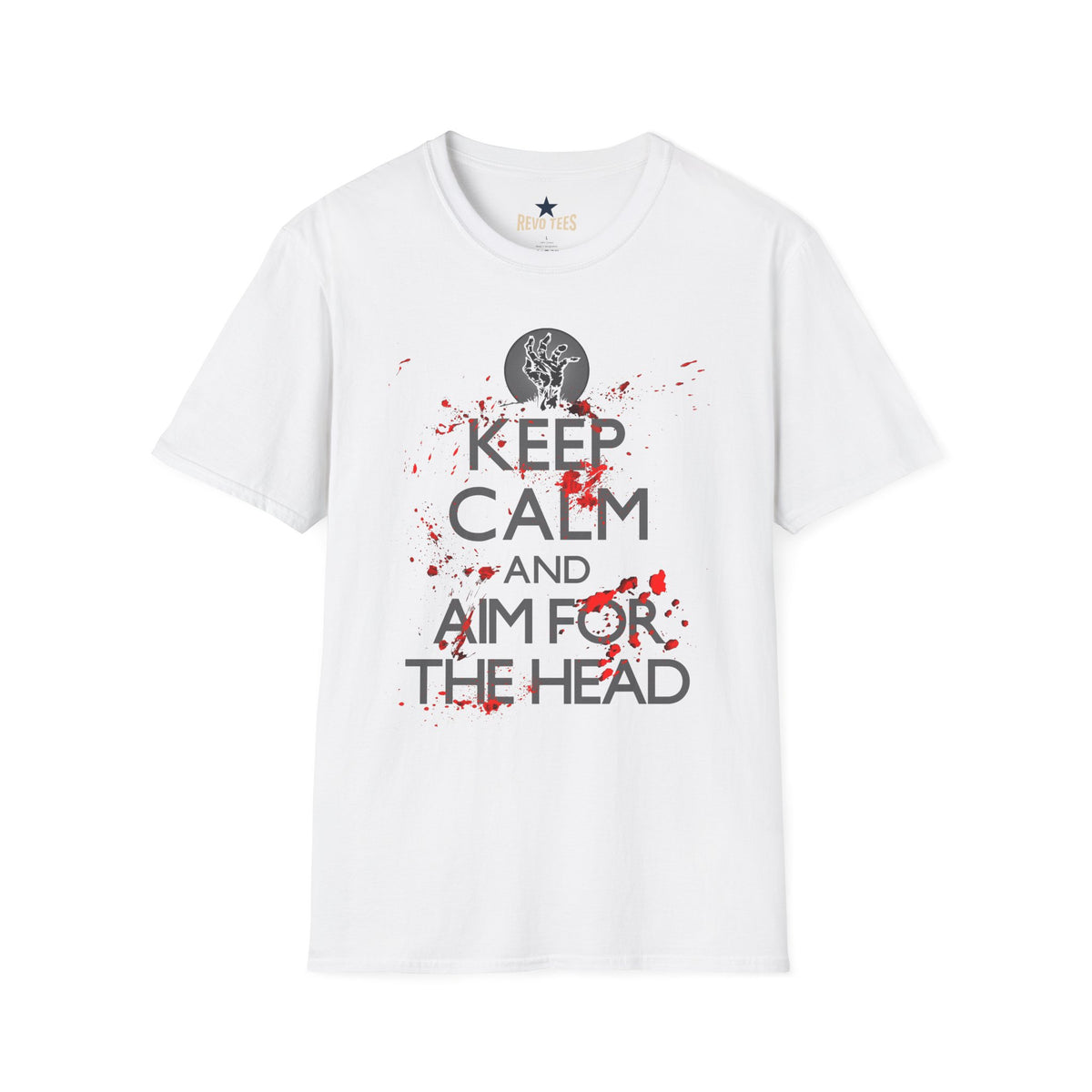 Revotees Keep Calm and Aim for the Head Horror Zombie Graphic T-Shirt