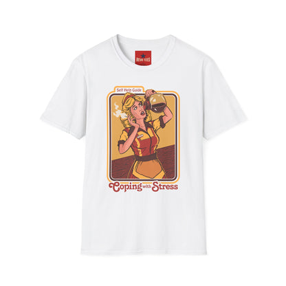 Coping with Stress Retro Coffee Tee — "Self Help Guide" Graphic T-Shirt
