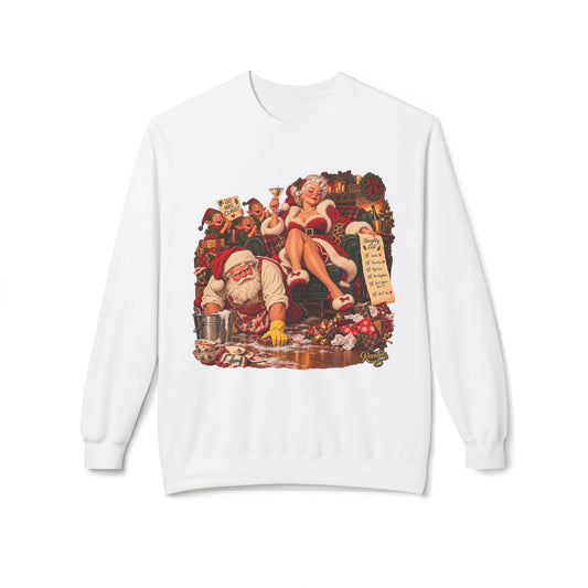 REVOTEES Vintage Santa Pin-Up Christmas Crewneck Sweatshirt