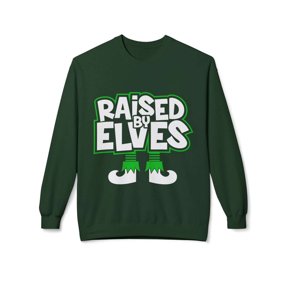 Raised by Elves Sweatshirt – Christmas Funny Holiday Crewneck