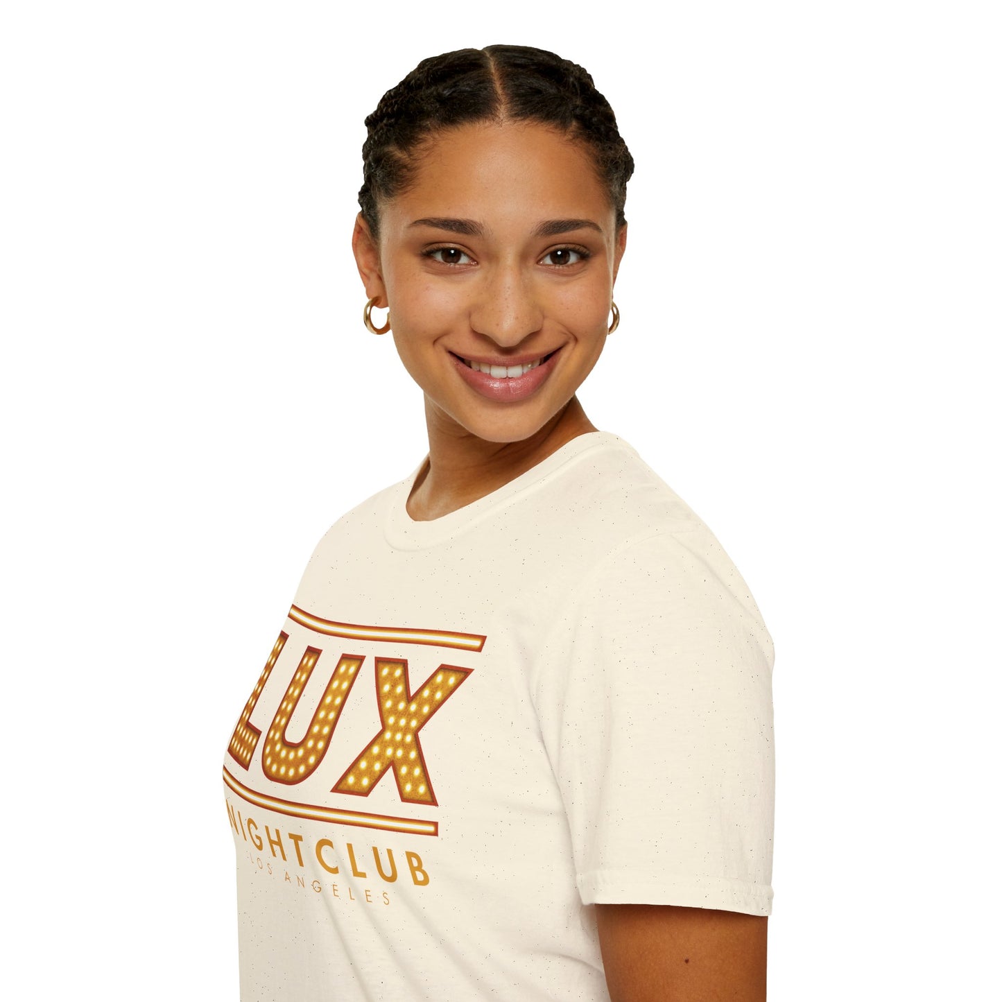 LUX Nightclub Graphic T-Shirt — Retro Marquee Sign Tee for Club Fans & Party Nights