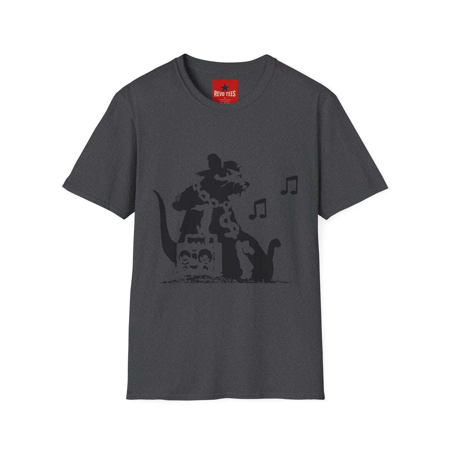 Music Cat T-Shirt — Black Silhouette Singing Rat Graphic Tee