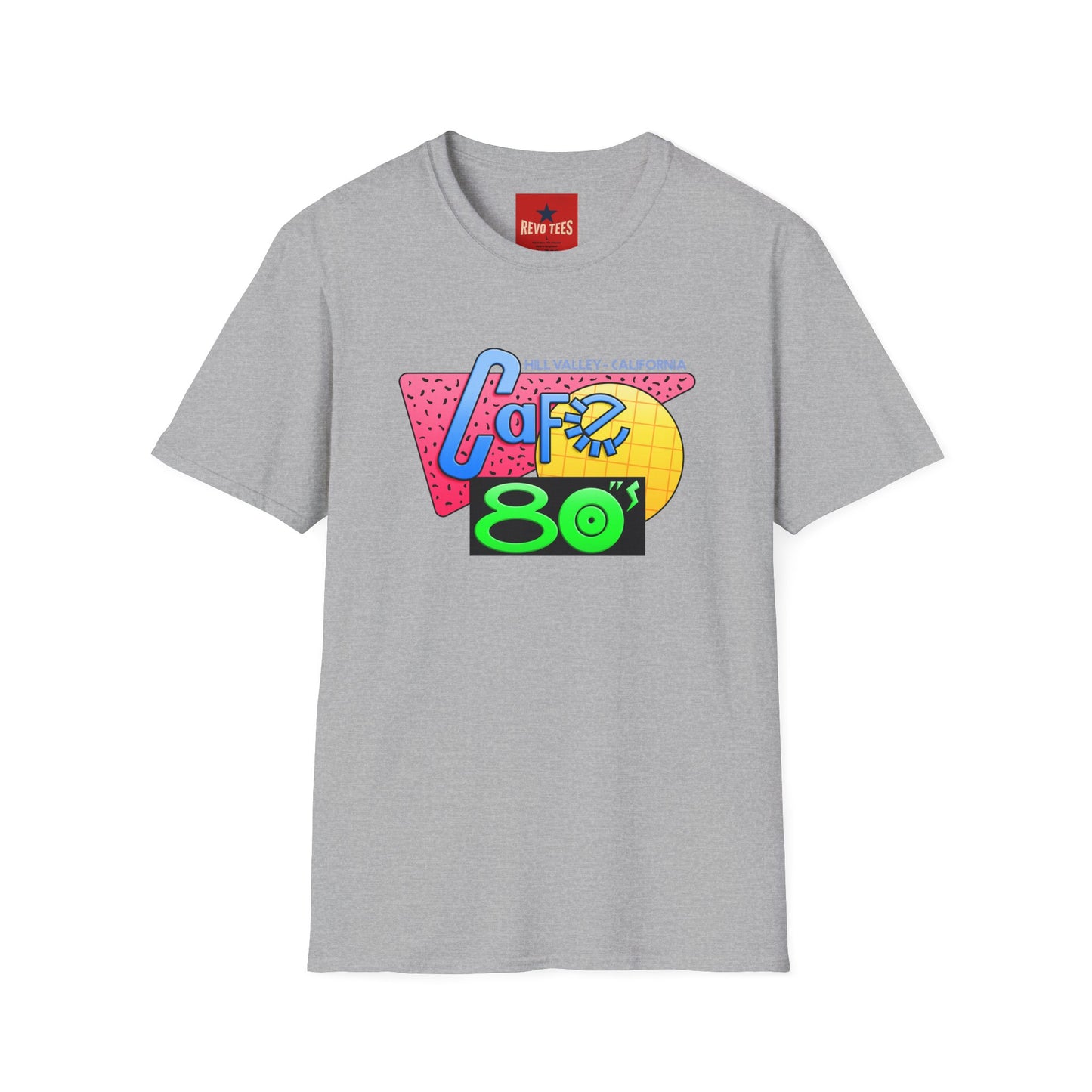 Retro 80s Cafe T-Shirt — Vintage Memphis-Style Neon Graphic Tee