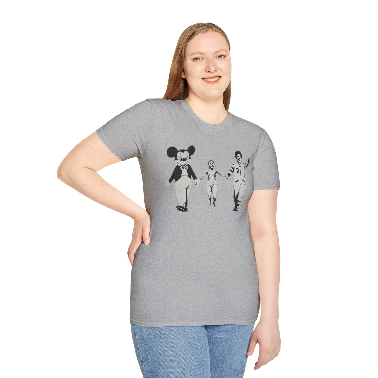 Banksy Graphic T-Shirt — Retro Satirical Parade Design