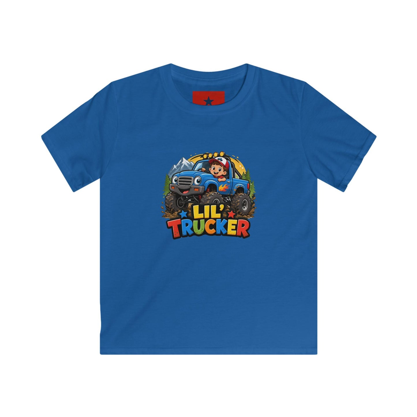 Kids Tee — "Lil' Trucker" Monster Truck Kids T-Shirt | Cute Off-Road Cartoon Top