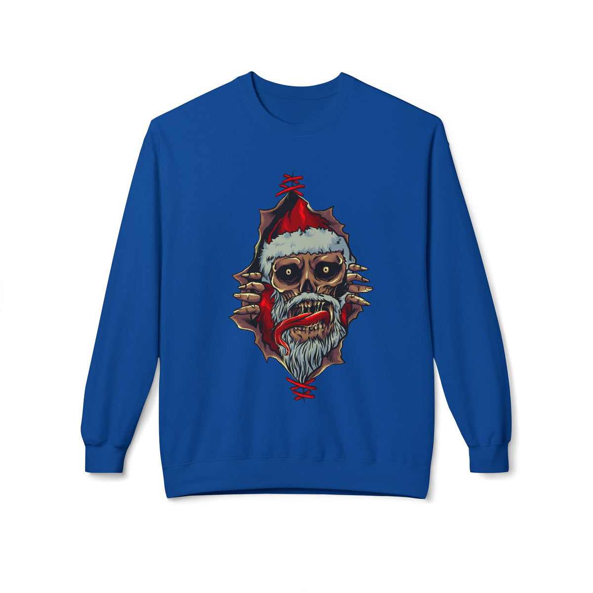 Skull Santa Crewneck Sweatshirt — Horror Christmas Graphic