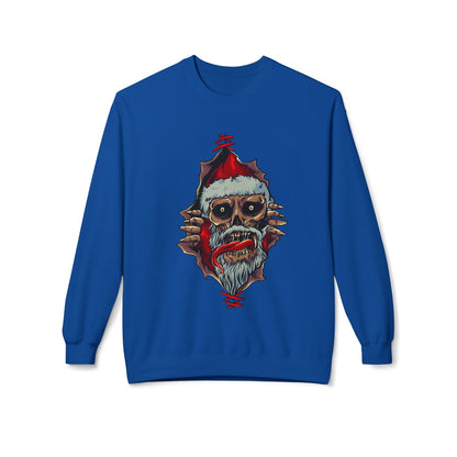 Skull Santa Crewneck Sweatshirt — Horror Christmas Graphic