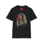 Horror Split-Face Skull T-Shirt — Creepy Half-Mask Skeleton Graphic Tee