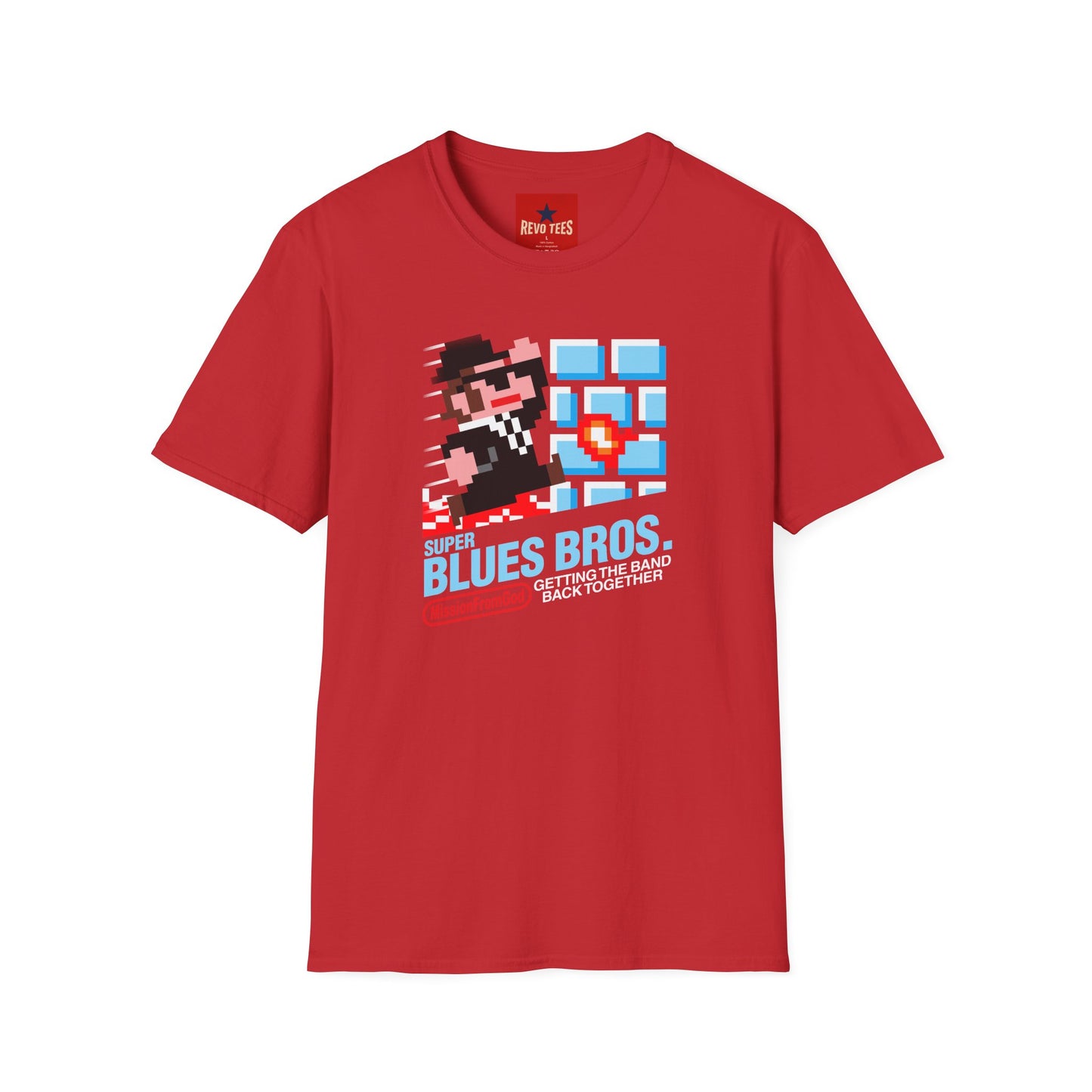 Retro Pixel Blues Bros. T-Shirt — 8‑Bit Gamer Graphic Tee