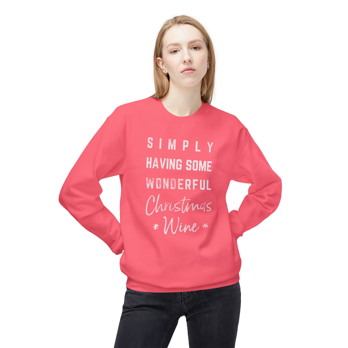 Christmas Wine Sweatshirt - "Simply Having Some Wonderful Christmas Wine" Holiday Crewneck