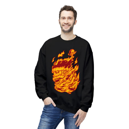 Flaming Santa Skull Redneck - I mean Crewneck Sweatshirt